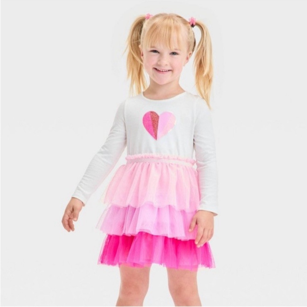 Worn once Toddler Girl Heart Tulle Dress Cat & Jack 4T